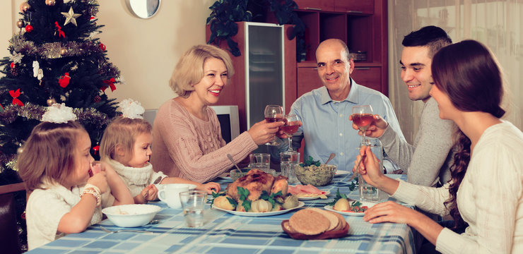 Christmas celebration in the bosom of family