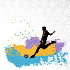 Fototapeta na wymiar Football soccer player ball abstract vector pattern sport illustration background