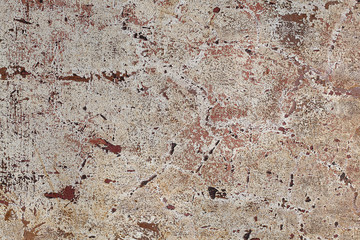 Rusty surface of beige metal plate. Rusty texture backdrop. Rust on old metal. Rust on old beige fence. Grunge rust stained beige metal fence. Mildew on iron-plate fencing. Seedy bingery paling.