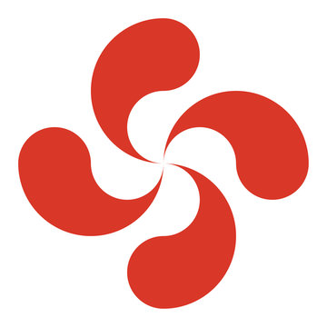 The lauburu or Basque cross, a traditional swastika with four comma-shaped heads. Vector icon.