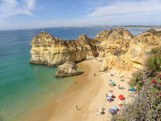 Fototapeta na wymiar Panorama of Prainha Beach in Portimão Algarve