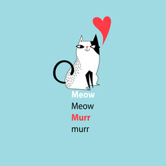 Illustration of an enamored cat