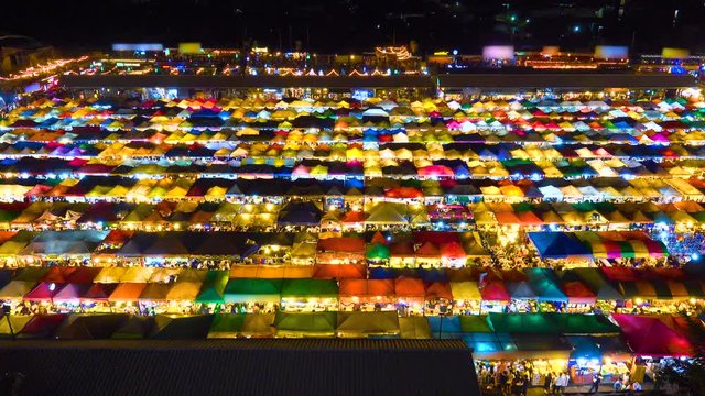 Top view of Bangkok Rachada Night Train Market
