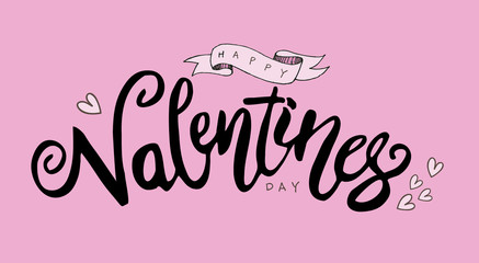 Happy Valentines Day typography design with hand drawn lettering. EPS10 vector Illustration.