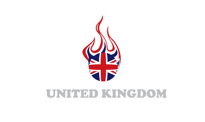 Fototapeta premium united kingdom flag and fire ball