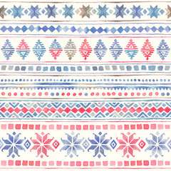 Seamless Watercolor winterTribal Boho Pattern