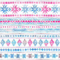 Seamless Watercolor winterTribal Boho Pattern