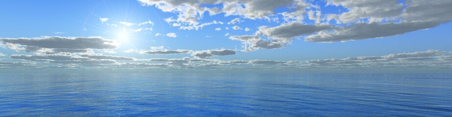 panorama of the ocean sunset, sunrise over the sea