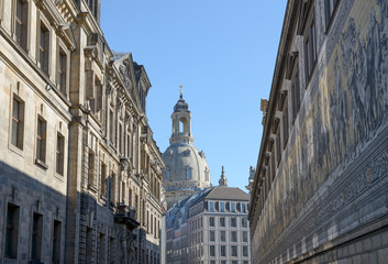 Fototapeta na wymiar View of Augustus Street from George Gate, Dresden, Saxony, Germany.