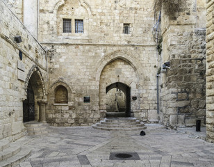 Fototapeta premium Jerusalem, Israel - walking in the streets of the old city of Jerusalem. King David Tomb