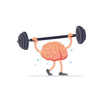 Bright  flat vector illustration of  brain and weight