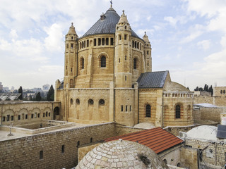 Fototapeta na wymiar Jerusalem, Israel - view of the Dormition Abbey on Mount Zion in the Old City of Jerusalem.