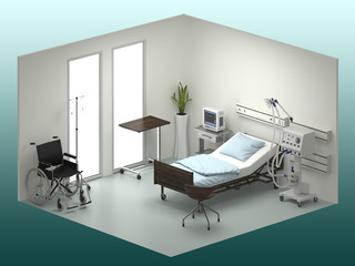 Hospital room isometric