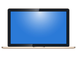 Realistic laptop with blank screen to present your application design. On white background