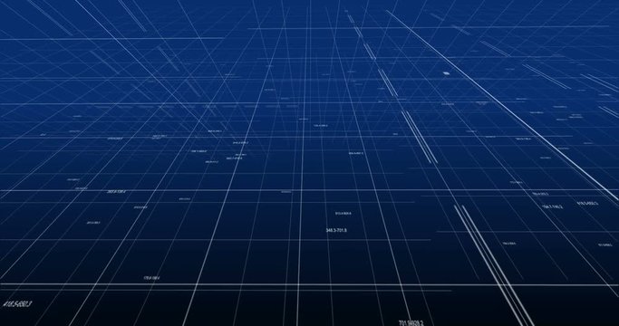 abstract numbers and lines, points on blue gradient background, technology and financial chart economy concept