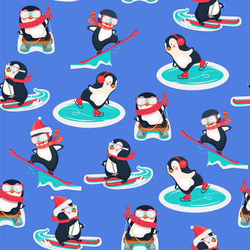 seamless pattern with penguins