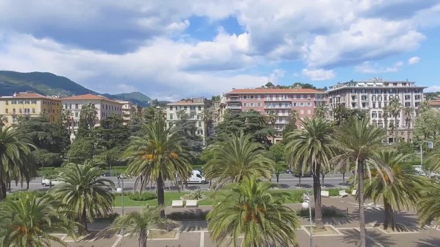 Riviera palms and homes along the sea, Italy