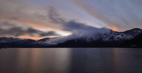 sunrise on the beutiful Como lake in Italy
