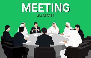 Meeting of Arab and European businessmen round table