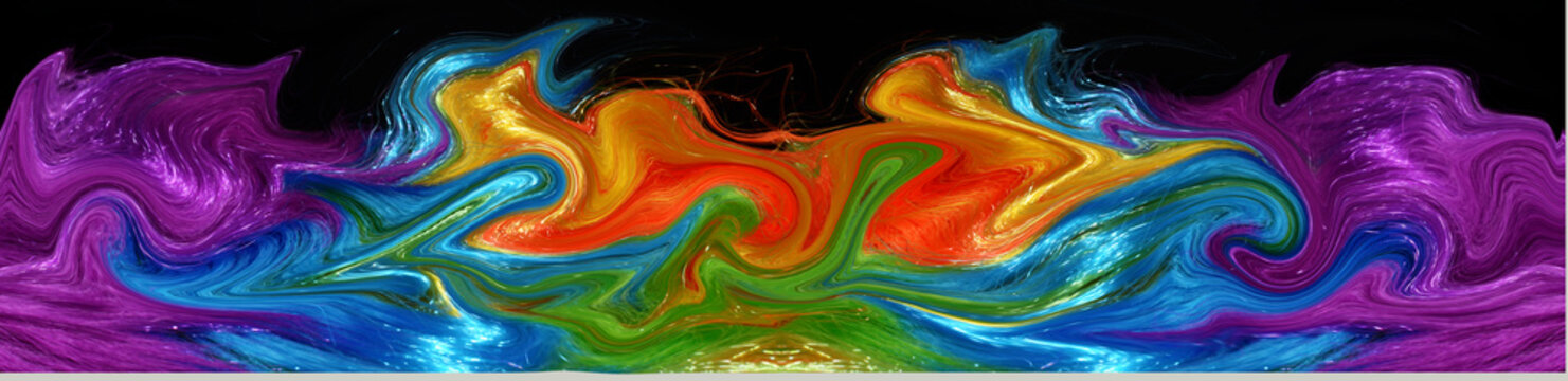 banner of colorful synthetic hair