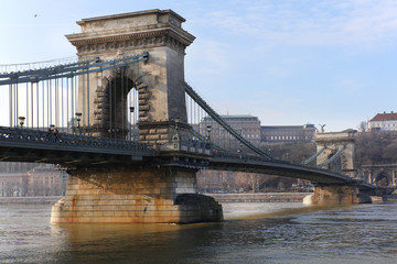 Obraz premium Szechenyi Chain Bridge-one of the most beautiful bridges of Budapest, Hungary, Europe