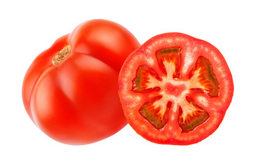 Fresh tomato isolated on white background with clipping path