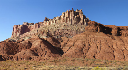 Panorama of the Highly Eroded Sandstone Formations of Capital Reef National Park