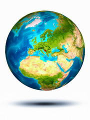 Bosnia and Herzegovina on Earth with white background