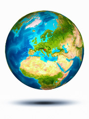 Croatia on Earth with white background