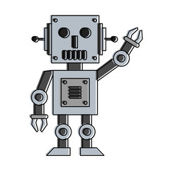 Robot funny cartoon icon vector illustration graphic design
