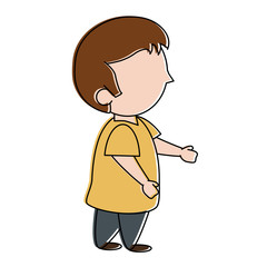 Cute boy faceless cartoon icon vector illustration graphic design