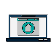 Uploading by laptop icon vector illustration graphic design