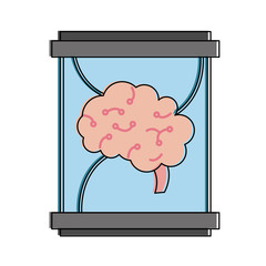 Human brain into glass container icon vector illustration graphic design