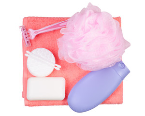Set for bath soap cream sponge bath razor towel