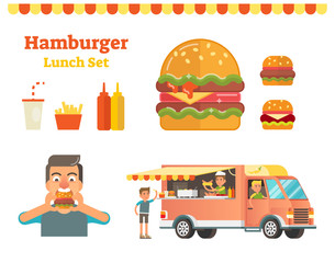 Hamburger vector illustration set 