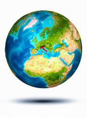 Italy on Earth with white background