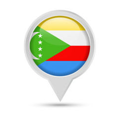 Comoros Flag Round Pin Vector Icon