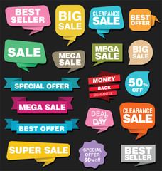 Modern origami sale stickers and tags colorful collection