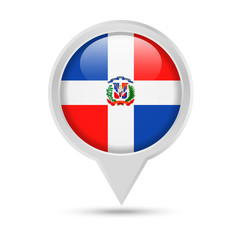Dominican Republic Flag Round Pin Vector Icon