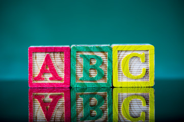 Close up arrangement of "ABC" alphabet. Preschool, education concept or other your content.