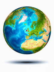 Ireland on Earth with white background