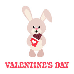 cartoon cute bunny with chocolate and text
