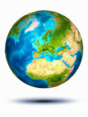 Switzerland on Earth with white background