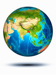 Bangladesh on Earth with white background
