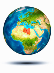 Libya on Earth with white background