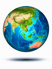 Vietnam on Earth with white background