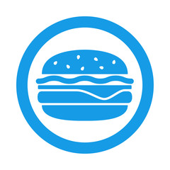 Icono plano hamburguesa en circulo color azul