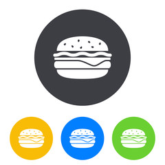 Icono plano hamburguesa en circulo varios colores