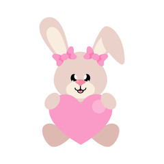 Obraz na płótnie Canvas cartoon cute bunny girl sitting with heart