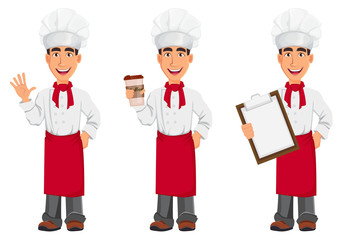 Young professional chef in uniform and cook hat